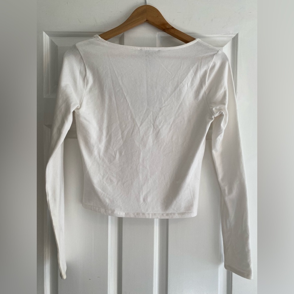 Forever 21 Square Neck White Long Sleeve Top Size M - Picture 5 of 5
